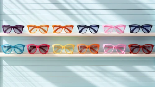 Stylish Sunglasses Collection on Shelf