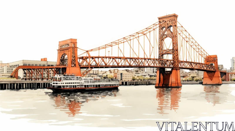 Burnside Bridge Watercolor Painting AI Image