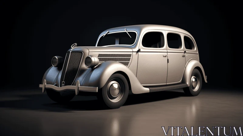 AI ART Captivating Antique Car: Meticulously Rendered in Light Silver and Light Beige