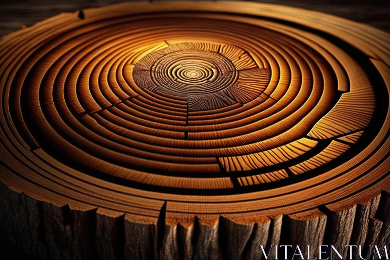 Captivating Wood Trunk with Wooden Circles - A Masterpiece of Global Illumination AI Image