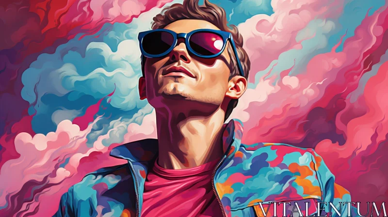Confident Young Man Portrait in Colorful Jacket AI Image