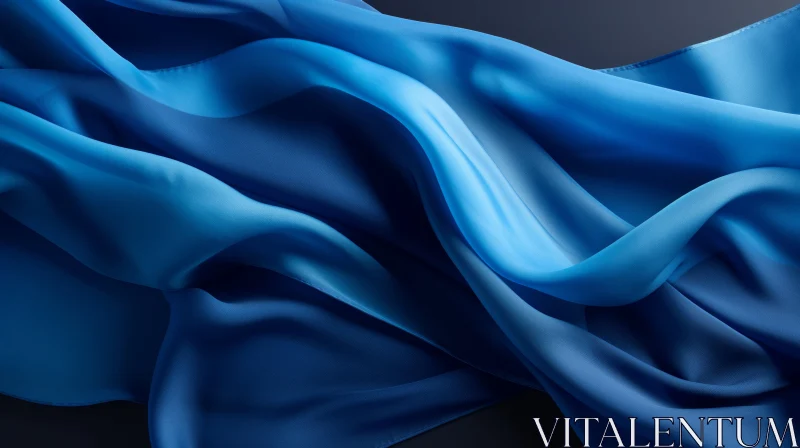 AI ART Elegant Blue Silk Fabric with Wavy Pattern