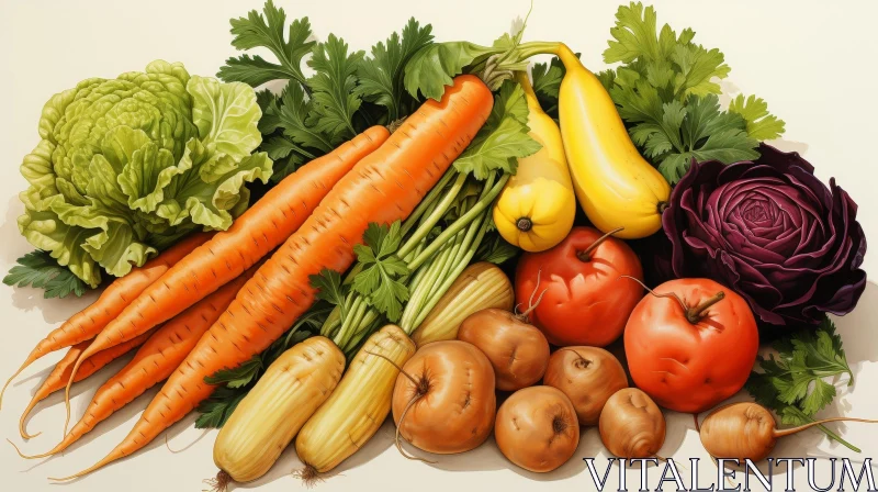 AI ART Fresh and Colorful Vegetable Assortment on White Background