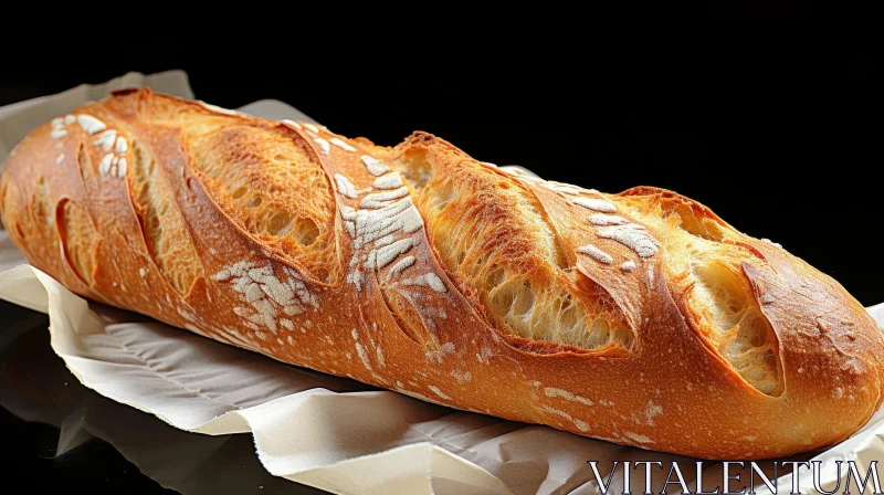 Golden-Brown Crusty Bread on White Napkin AI Image