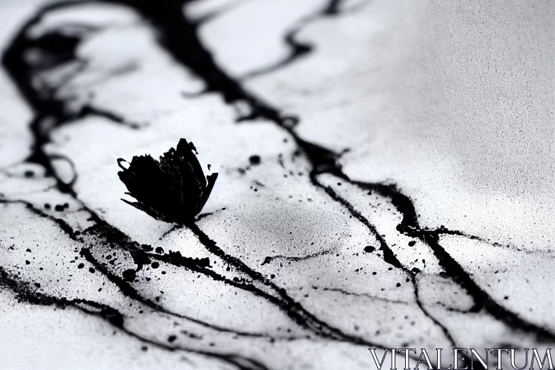 Liquified Black Flower in Chalk on Canvas - Macro Perspectives AI Image