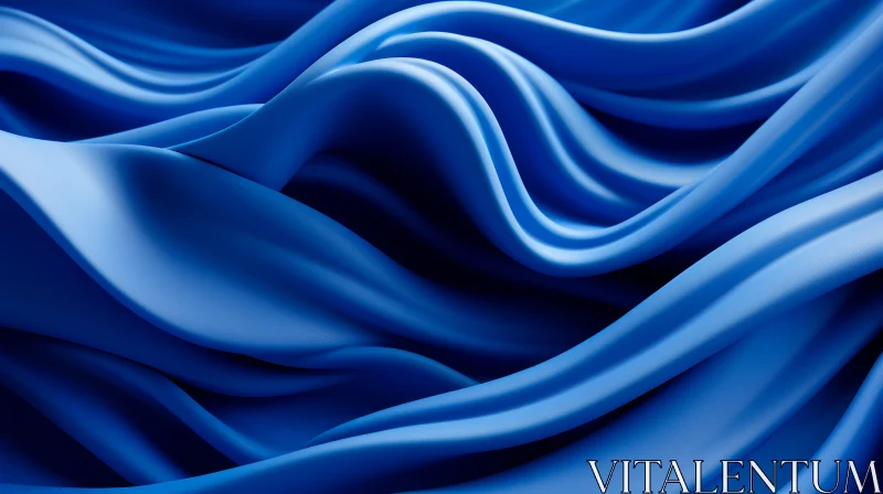 Luxurious Blue Silk Fabric with Gentle Waves AI Image