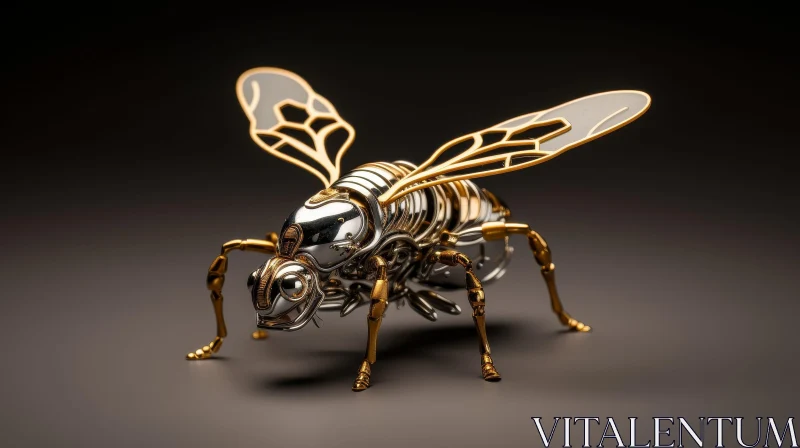 Steampunk Metal Bee - 3D Rendering AI Image