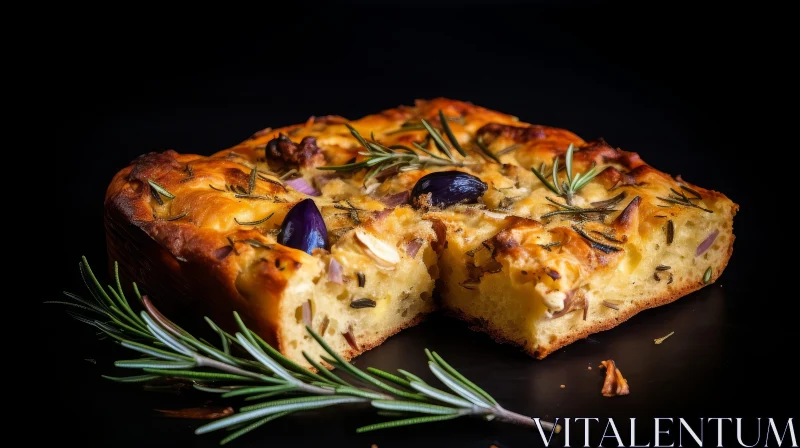 AI ART Delicious Focaccia Bread with Rosemary and Olives