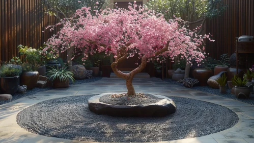 Exquisite Bonsai Tree in Japanese Garden