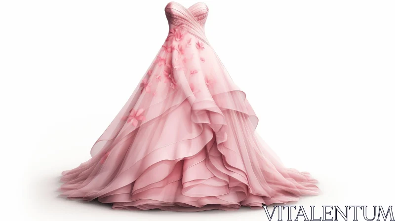 Pink Wedding Dress with Sweetheart Neckline AI Image