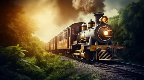 Steam Train Journey Through Enchanting Forest