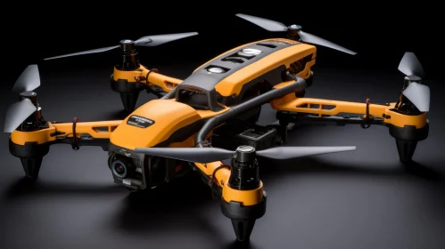 Yellow and Black Drone with Camera on Black Surface