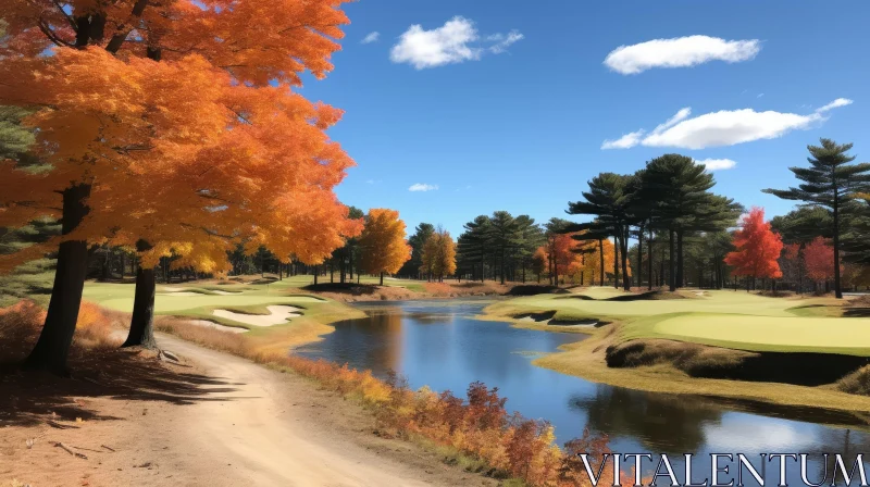 AI ART Autumn Golf Course Landscape