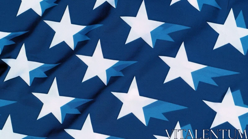 AI ART Blue American Flag Close-Up with White Stars