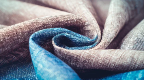 Blue and Brown Fabric Spiral Close-Up