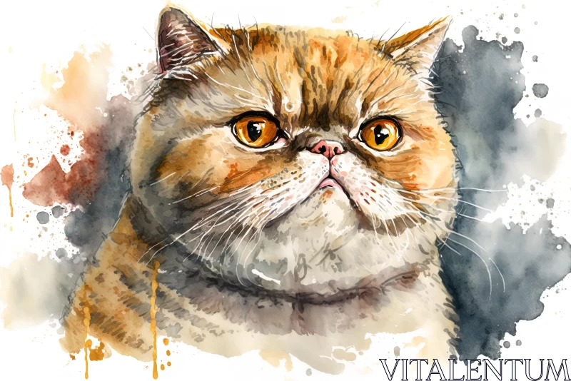 Captivating Watercolor Cat Portrait | Hyper-Detailed Illustration AI Image