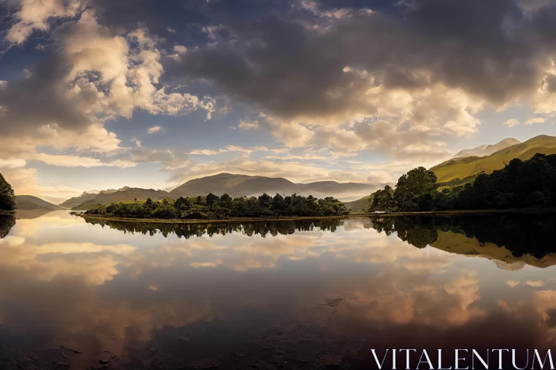 Enchanting Mountain Lake Reflecting Clouds | Serene Faces of Nature AI Image