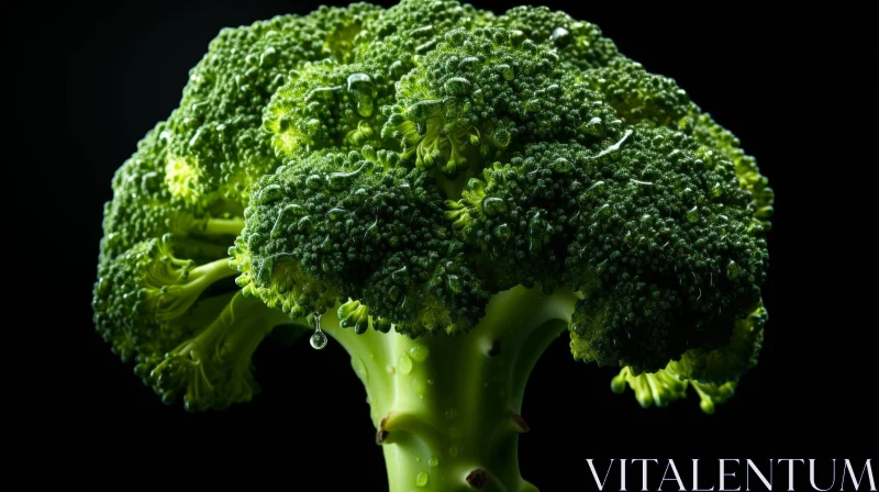 Fresh Green Broccoli with Water Droplets - Close-up Image AI Image