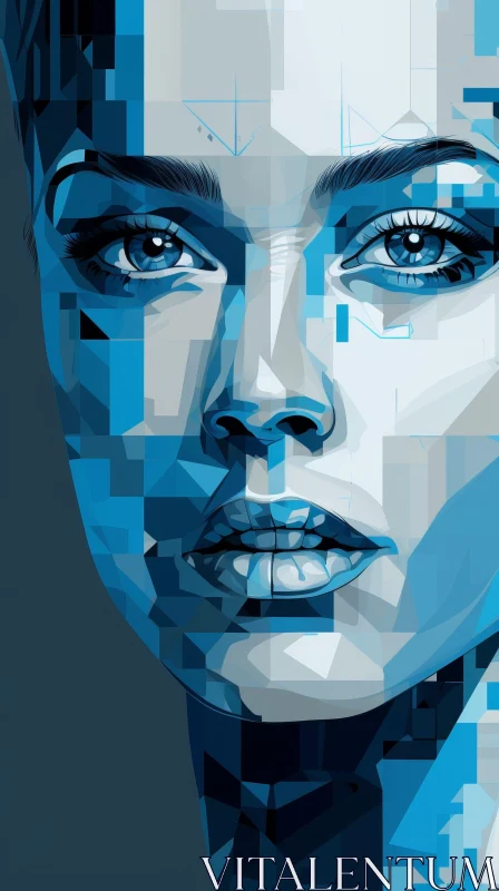Intriguing Cubism-Inspired Portrait of a Young Woman AI Image