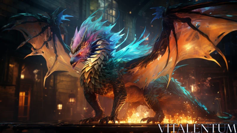 Majestic Dragon Digital Painting AI Image
