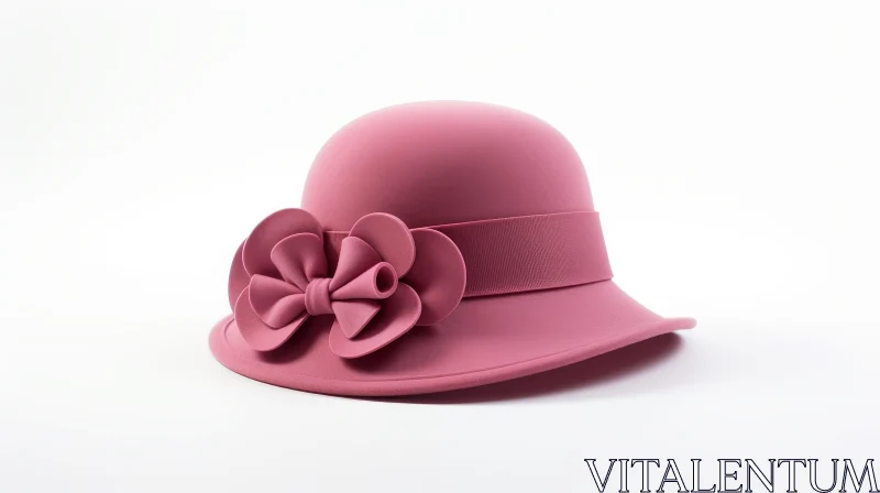 Pink Felt Cloche Hat with Flower - Fashion Statement AI Image