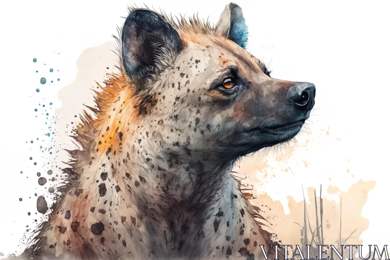 Captivating Hyena Portrait with Vibrant Paint Splashes AI Image