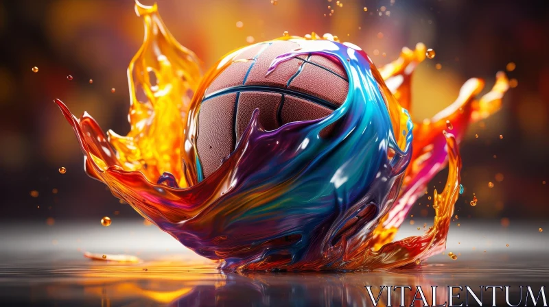 AI ART Colorful 3D Basketball Rendering