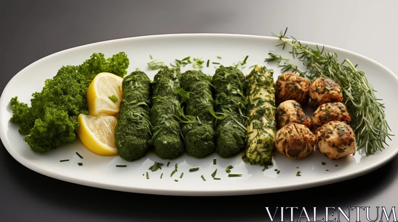 AI ART Delicious Green Vegetable Platter - Food Art