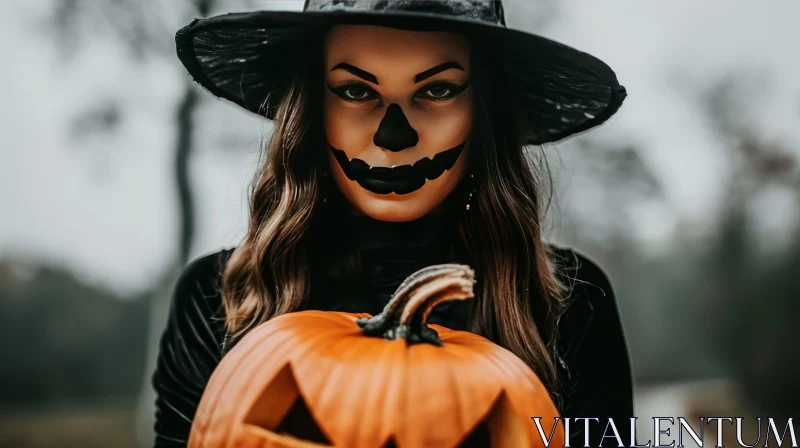 Enchanting Halloween Witch Portrait AI Image