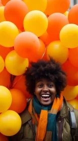 Joyful African-American Woman Portrait with Balloons