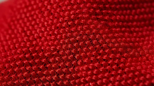 Red Knitted Fabric Close-Up
