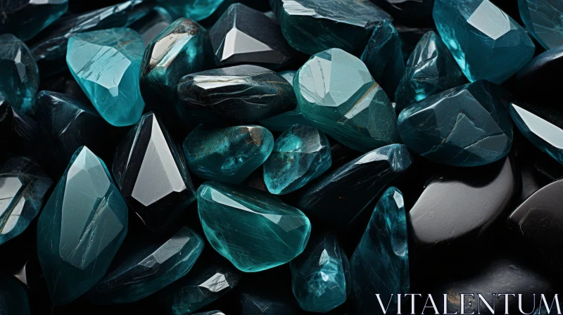 AI ART Shiny Blue and Green Gemstones Close-up