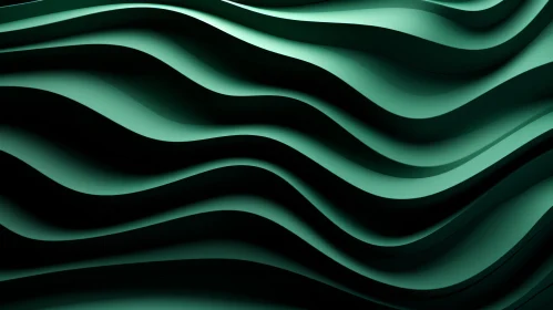 Dark Green Wavy 3D Surface - Minimalist Background