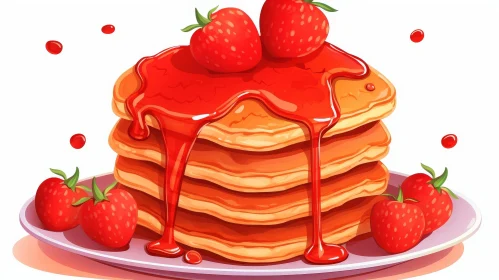 Delicious Stack of Pancakes with Strawberries