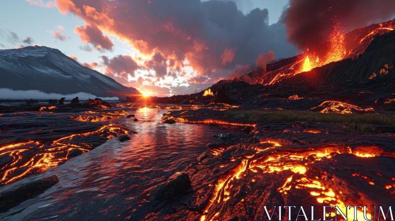 Destructive Volcanic Eruption AI Image