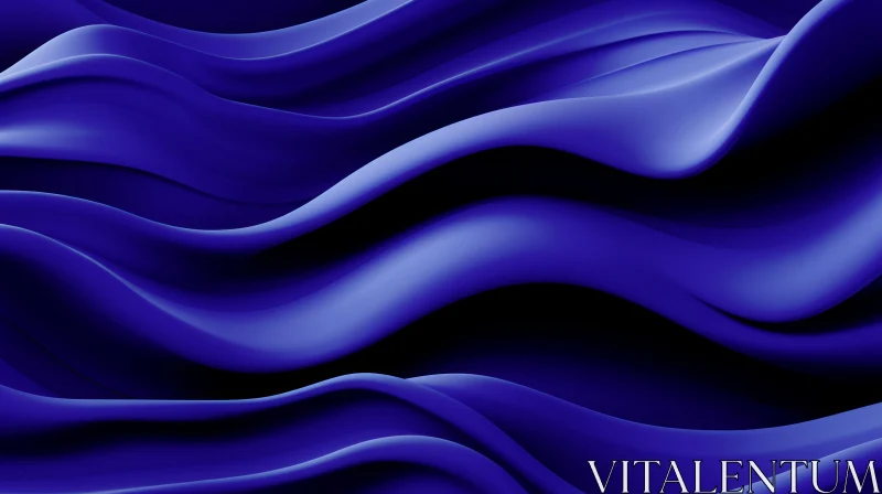 AI ART Blue Wavy Silk Texture | 3D Rendering Artwork