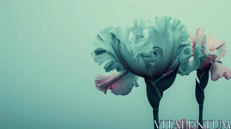 Botanical Beauty: Close-Up of Blooming Irises AI Image