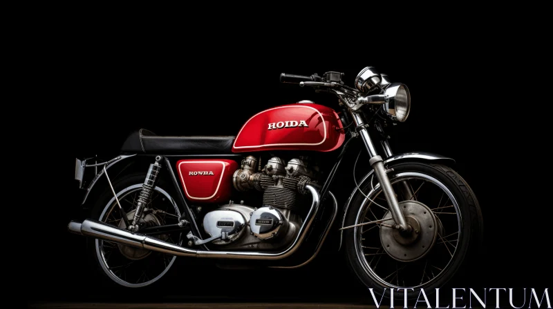 Captivating Red Motorcycle on Black Background | Timeless Artistry AI Image