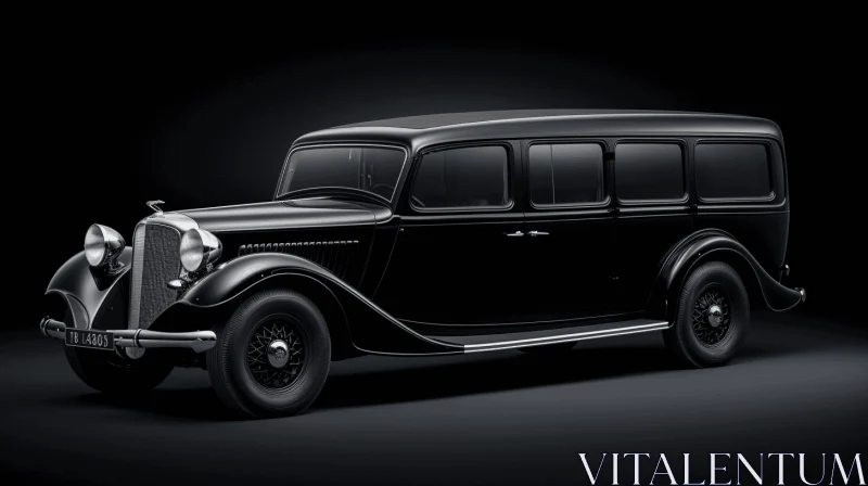 Elegant Art Deco Black Car on Dark Background AI Image