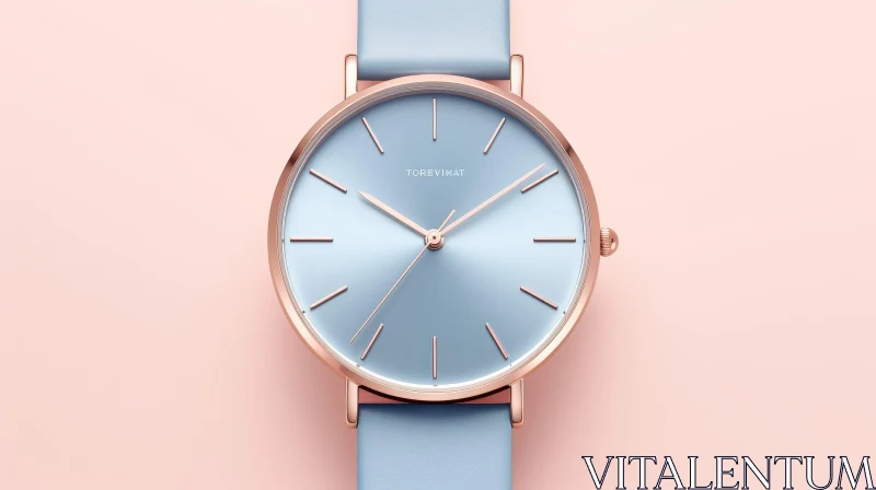 AI ART Elegant Wristwatch with Blue Dial and Rose Gold Details