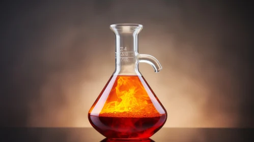 Red-Orange Liquid Experiment in Graduated Conical Flask