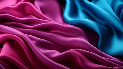 Silky Fabric Close-up in Pink and Blue