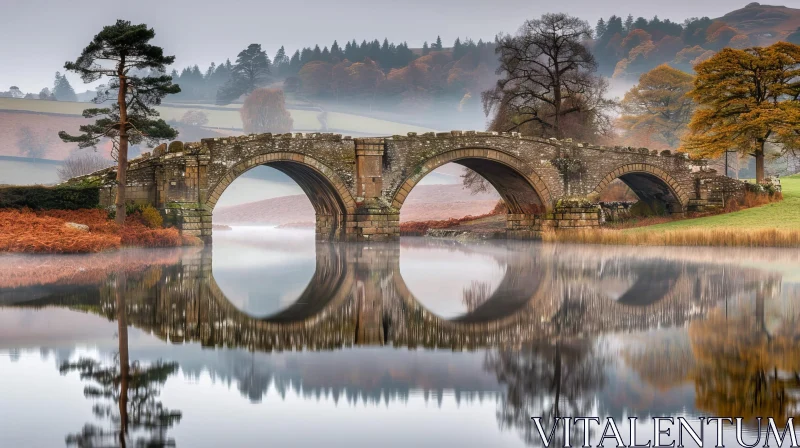 Stone Bridge Over River - Nature Photography AI Image