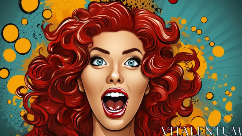 Surprised Woman Pop Art Illustration AI Image