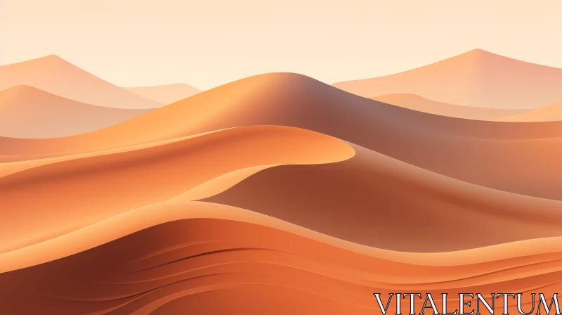 Tranquil Desert Landscape with Golden Sand Dunes AI Image