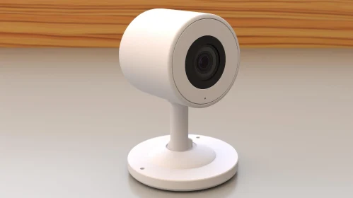 White Security Camera 3D Rendering on Table