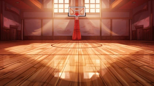 Basketball Court Artwork - Athletic Indoor Scene