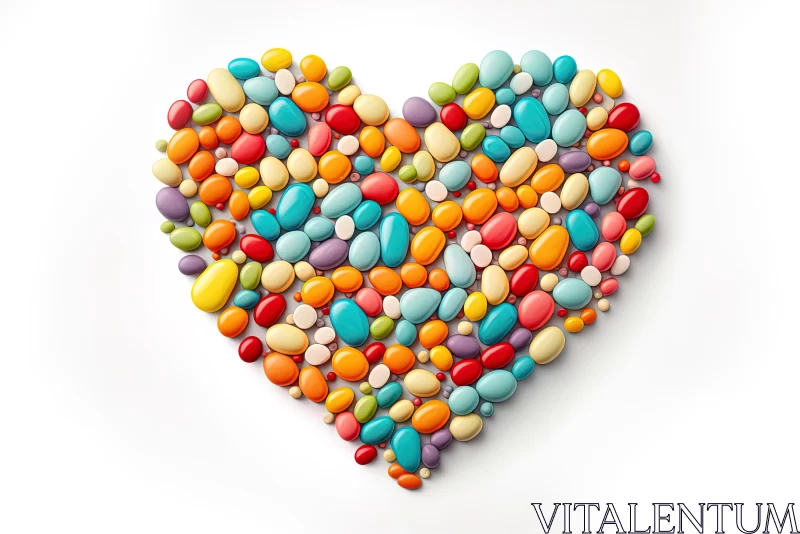 Colorful Pills Heart: Contemporary Pop Art Still Life AI Image