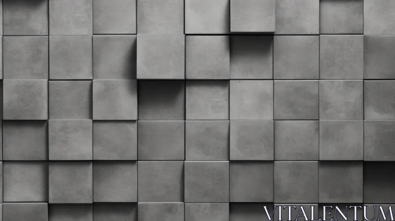 AI ART Concrete Wall with Protruding Cubes - 3D Rendering