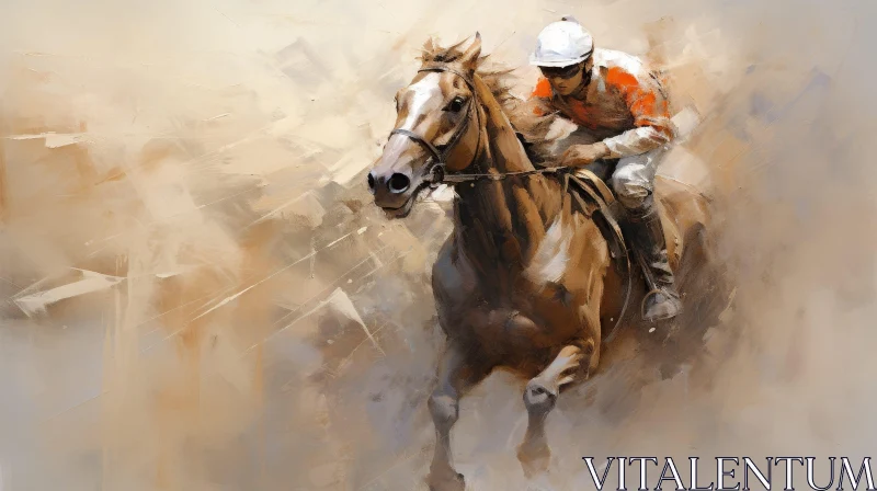 Exciting Horse Racing Oil Painting AI Image